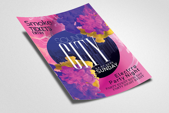 Smoke City Music Party Night Flyer in Flyer Templates - product preview 1