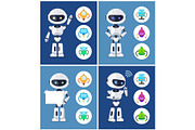 Robots Collection and Icons Vector