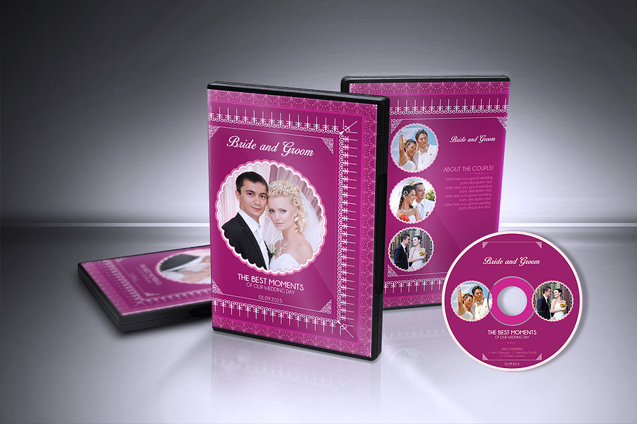 Wedding DVD Cover & CD Label v001 in Stationery Templates - product preview 8