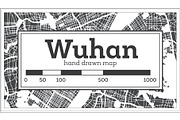 Wuhan China City Map in Retro Style.