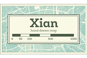 Xian China City Map in Retro Style.