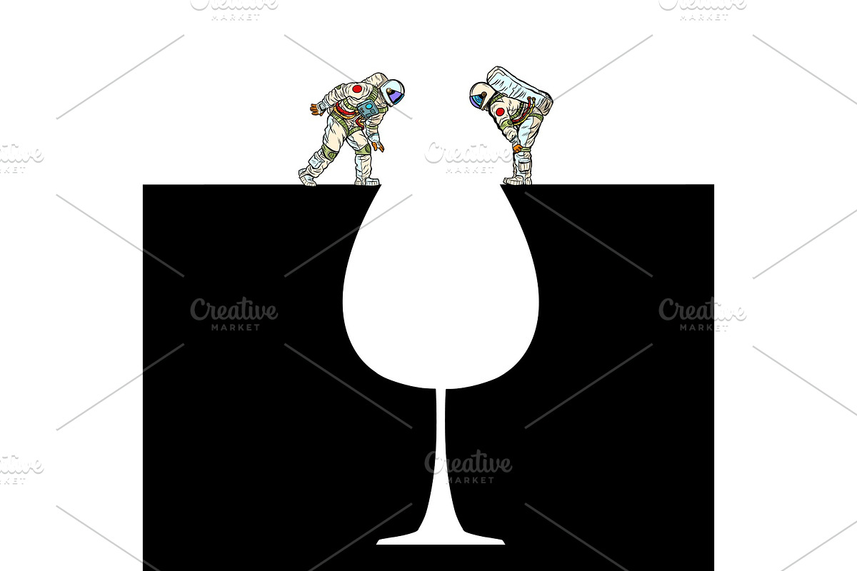 Astronauts on the edge . Glass of in Illustrations - product preview 8