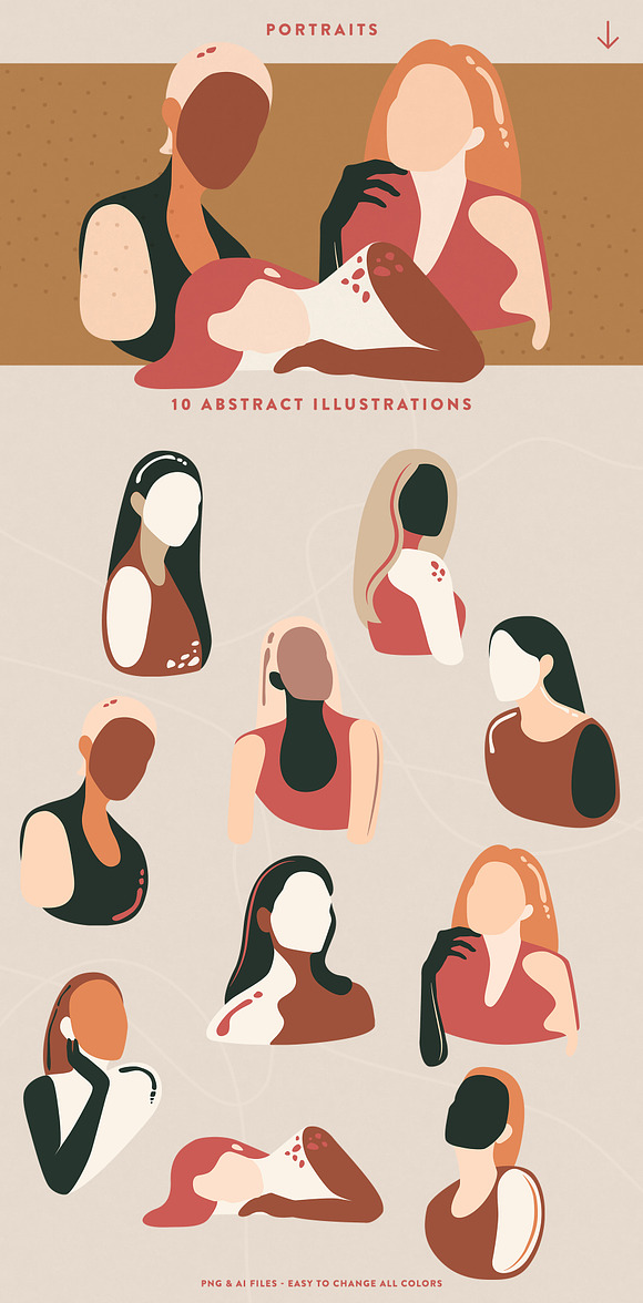 Abstract Portraits & Elements in Illustrations - product preview 1