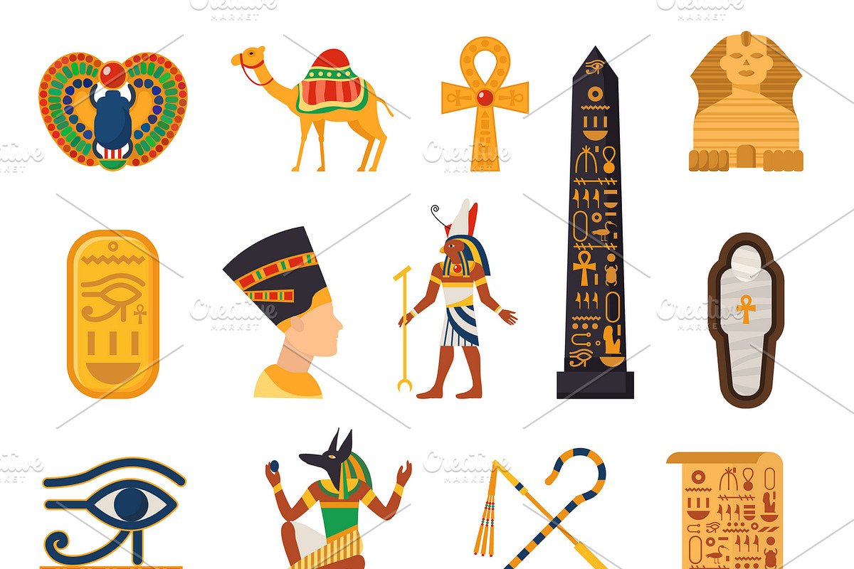 Egypt touristic icons set in Icons - product preview 8