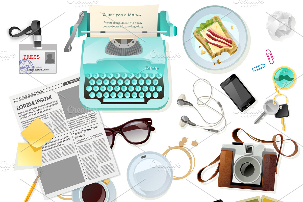 Accessories for journalist in Icons - product preview 8