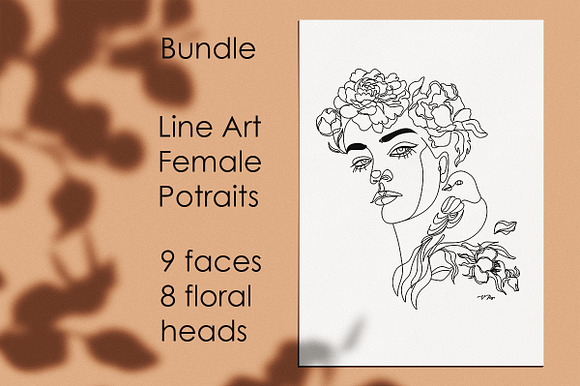 Line Art Female Potraits Bundle in Illustrations - product preview 10