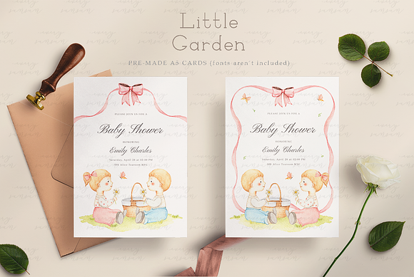 Little Garden Watercolor Clip Arts in Illustrations - product preview 3