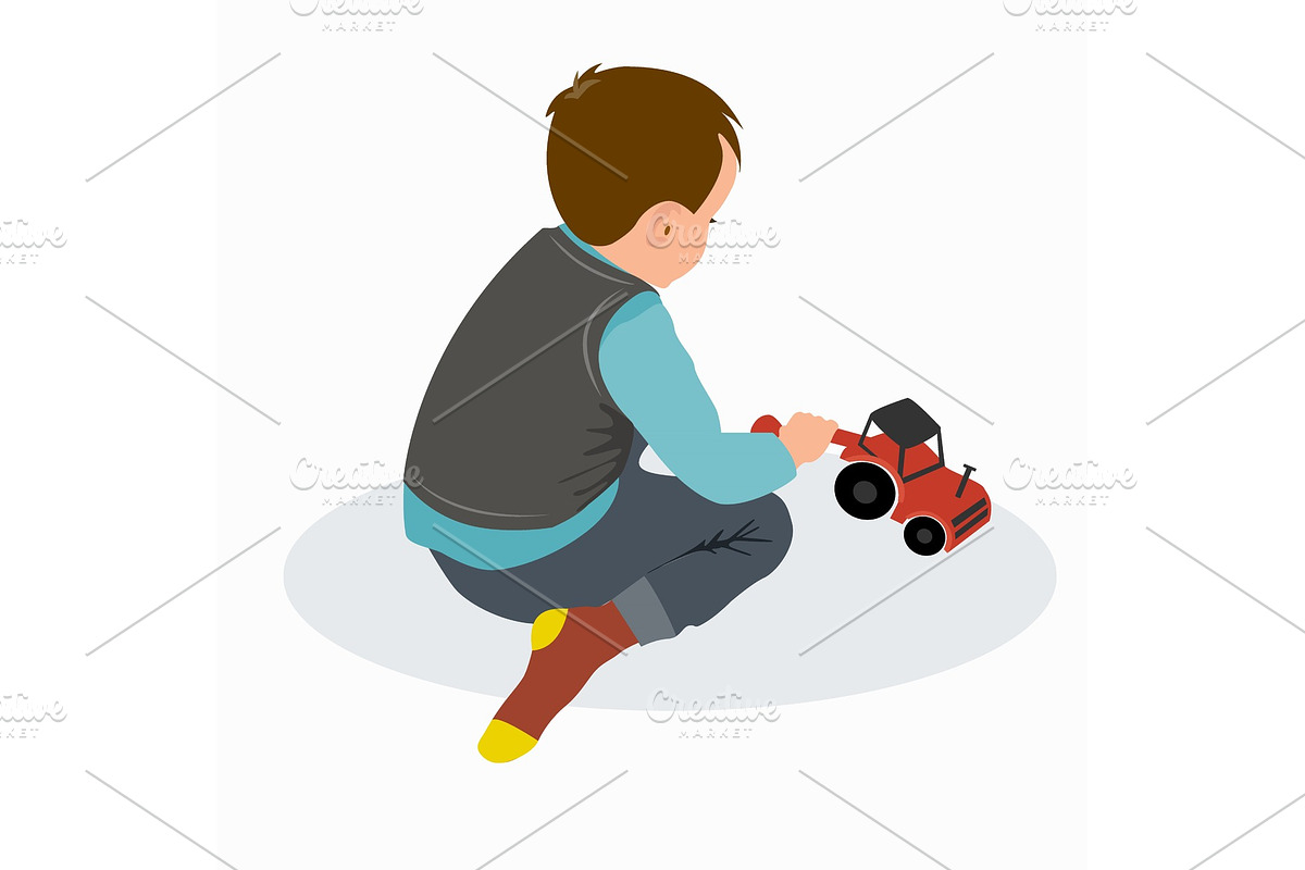 Cute little baby boy playing with in Illustrations - product preview 8