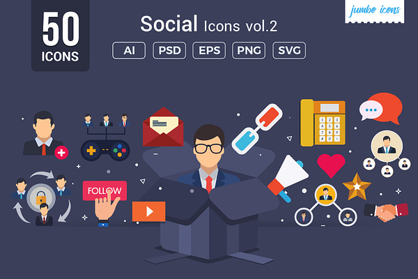 Flat Vector Icons Social Pack V2