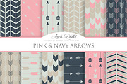 Pink and Navy Arrows Digital Paper