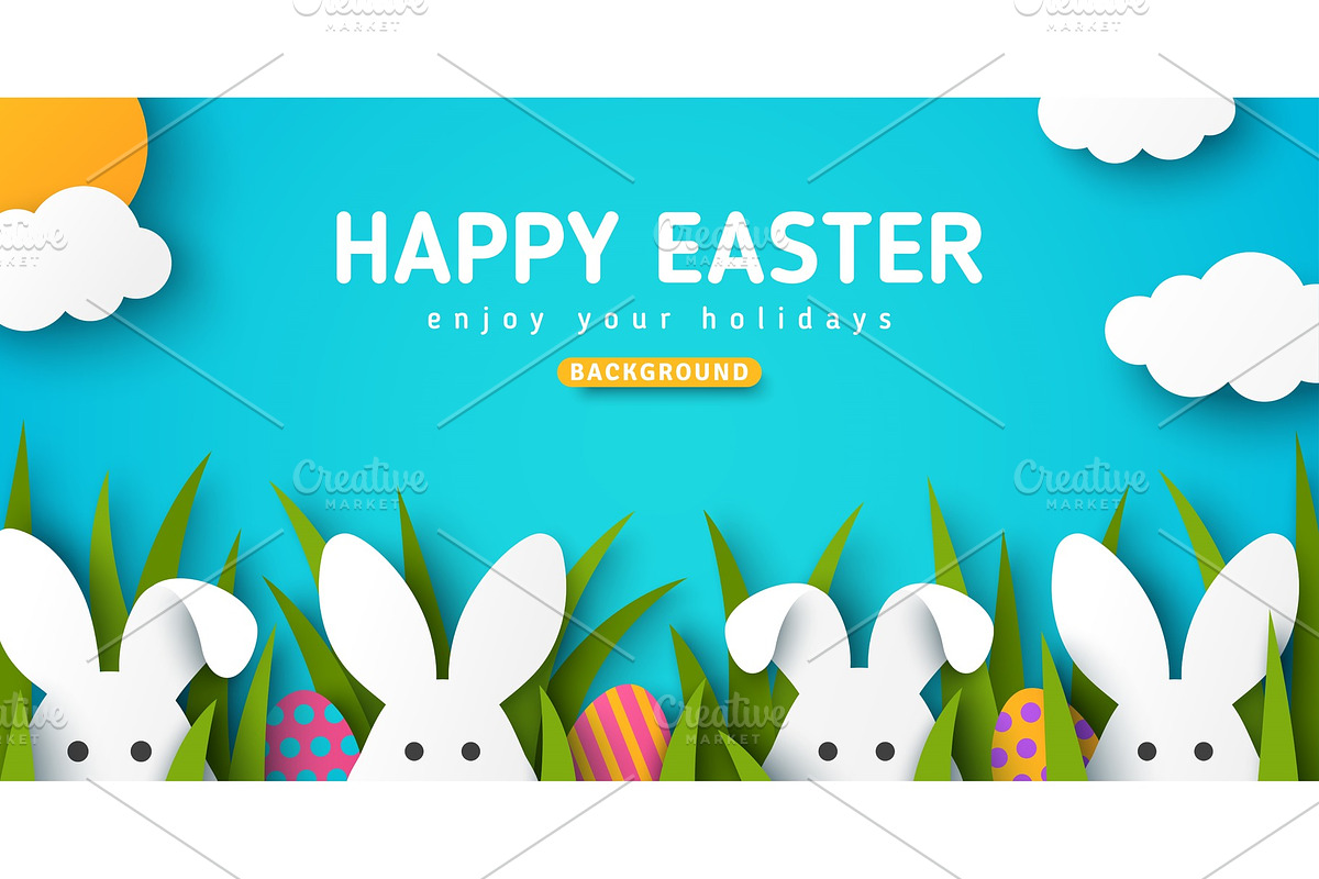 Easter card with rabbits in Illustrations - product preview 8
