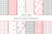 Pink and Grey Arrows Digital Paper