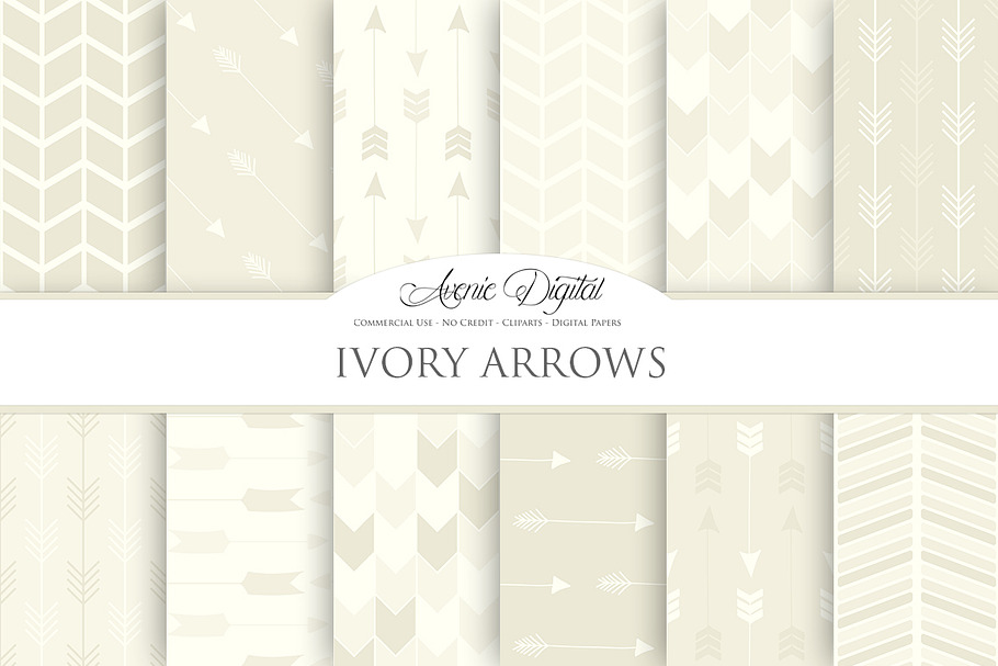 Ivory Arrows Digital Paper in Patterns - product preview 8
