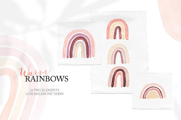 Watercolor Boho Rainbows Set