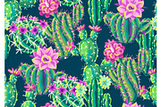 Seamless pattern with cacti and