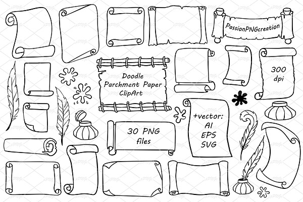 Doodle Scroll paper clipart