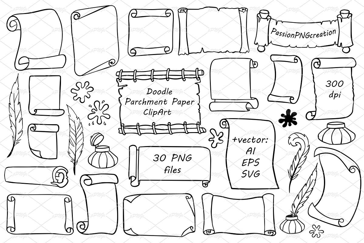 Doodle Scroll paper clipart in Illustrations - product preview 8