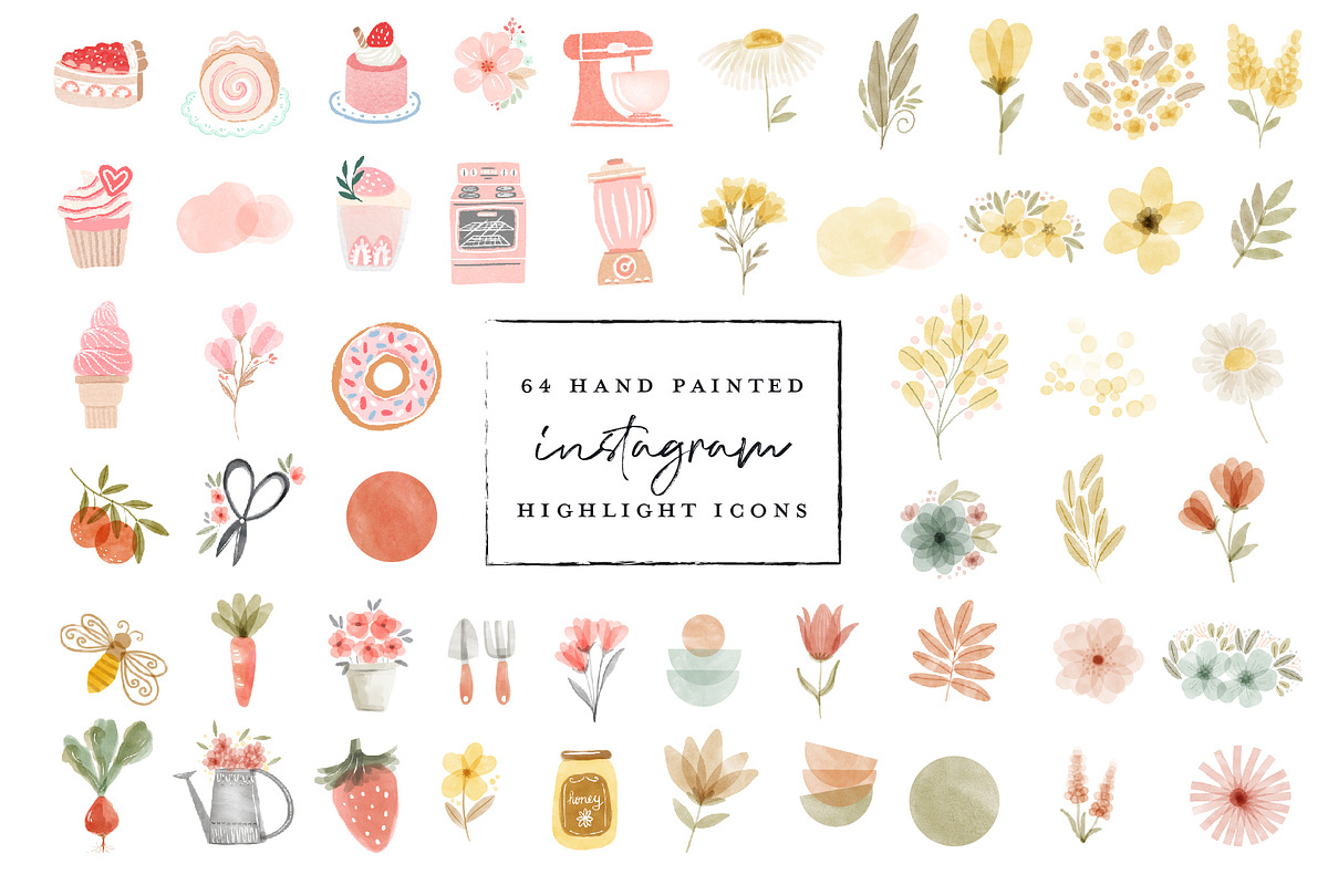 64 Watercolor Instagram Highlights in Illustrations - product preview 8