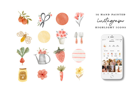 64 Watercolor Instagram Highlights in Illustrations - product preview 1