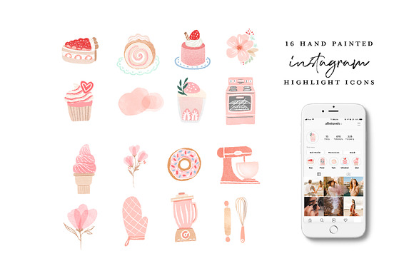 64 Watercolor Instagram Highlights in Illustrations - product preview 2