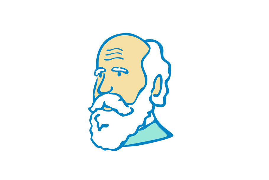 Nerdy Charles Darwin Doodle Mascot