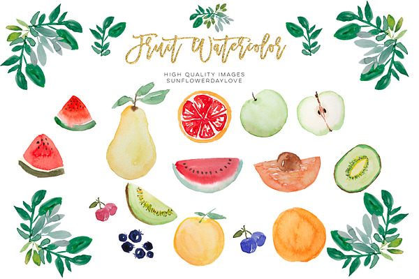 Watercolor Tropical Fruit Clipart