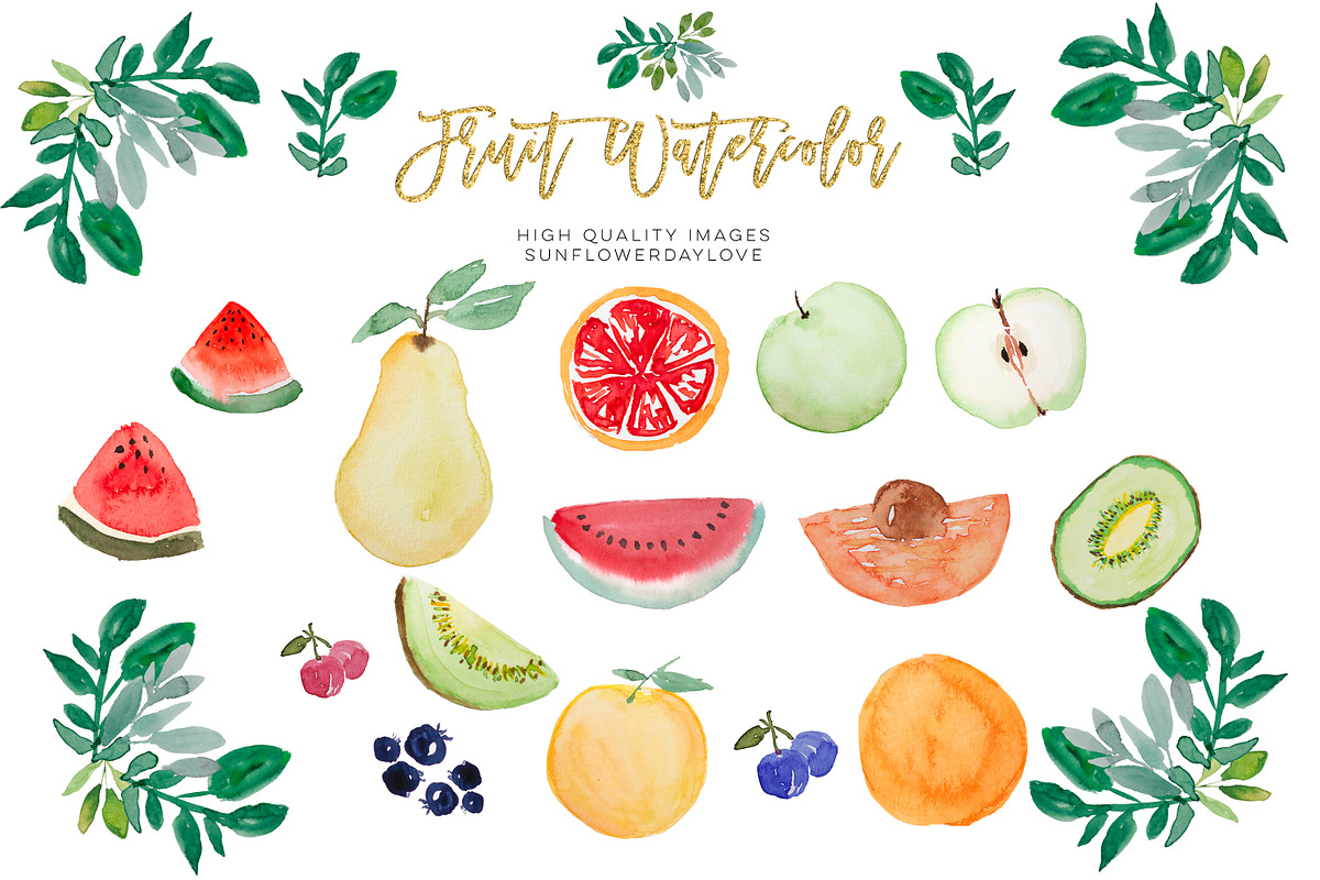 Watercolor Tropical Fruit Clipart in Illustrations - product preview 8