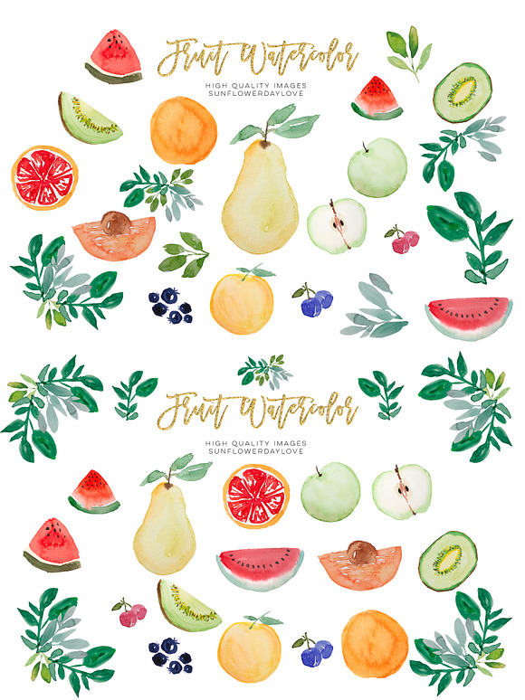 Watercolor Tropical Fruit Clipart in Illustrations - product preview 2