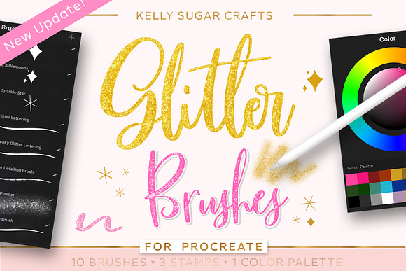 Glitter Procreate Lettering Pack in Photoshop Brushes - product preview 6