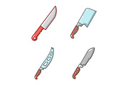 Knife icon set, cartoon style