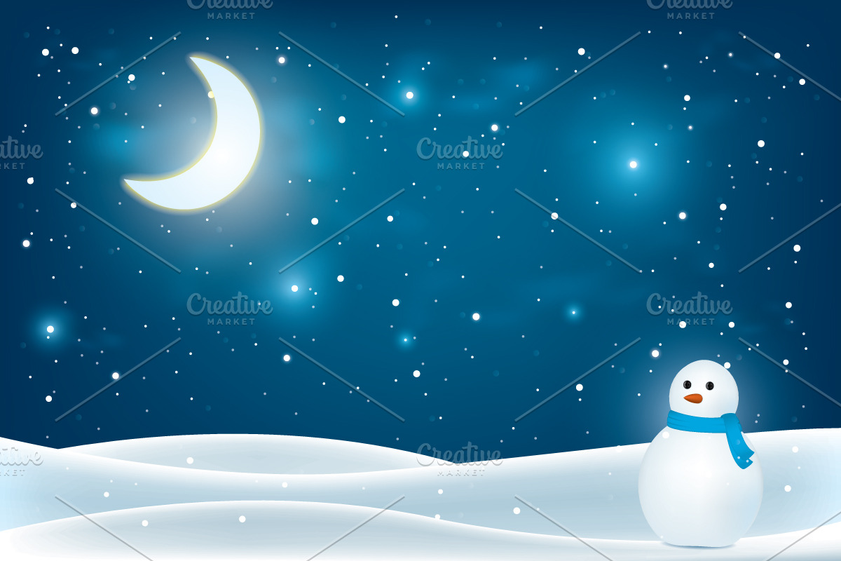 Christmas night landscape in Illustrations - product preview 8