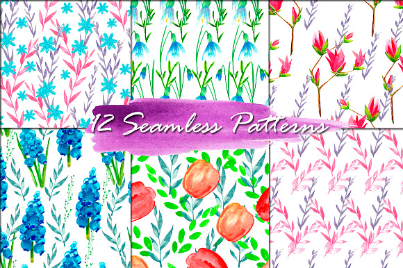 Spring flowers watercolor clipart in Illustrations - product preview 3