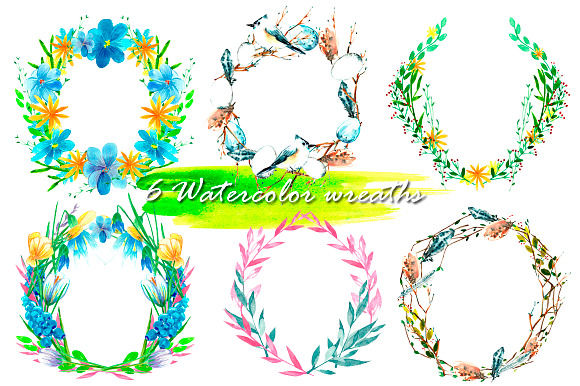 Spring flowers watercolor clipart in Illustrations - product preview 5
