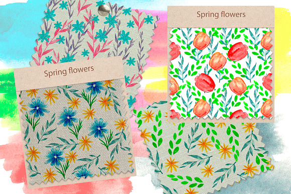 Spring flowers watercolor clipart in Illustrations - product preview 6