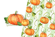 Pumpkins. Watercolor patterns