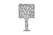 square crown tree sketch vector