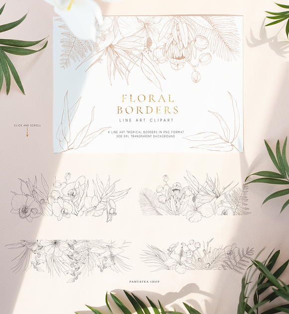 Tropical paradise. Line art set in Illustrations - product preview 5