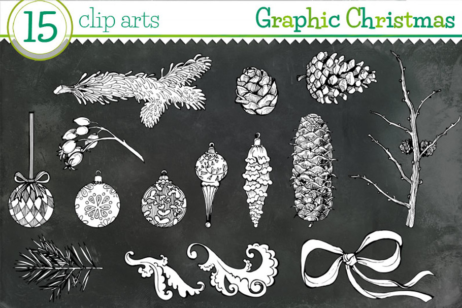 Graphic Christmas - 15 clip arts in Illustrations - product preview 8