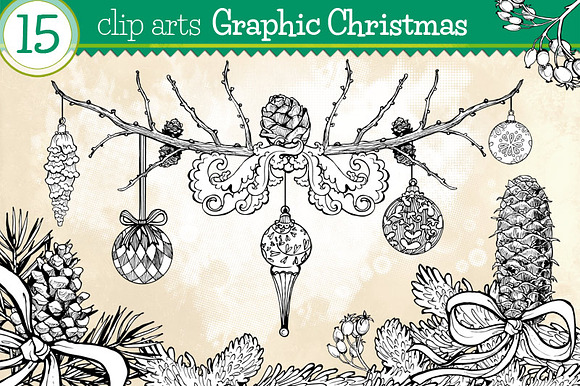 Graphic Christmas - 15 clip arts in Illustrations - product preview 3