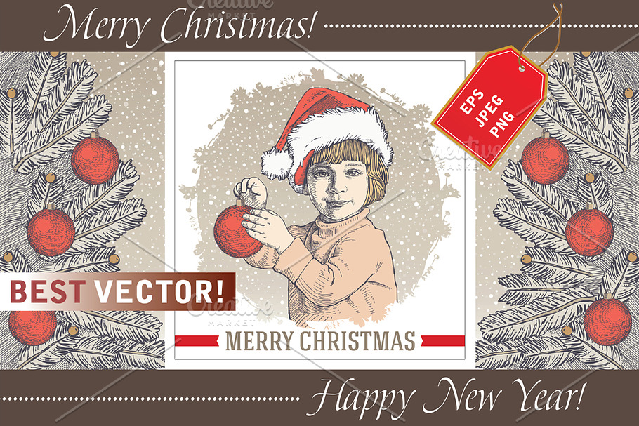 Set. Christmas, New Year, Card. in Illustrations - product preview 8