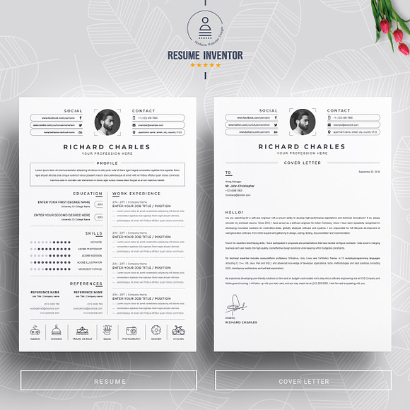 Clean and Modern Word Resume / CV in Letter Templates - product preview 1