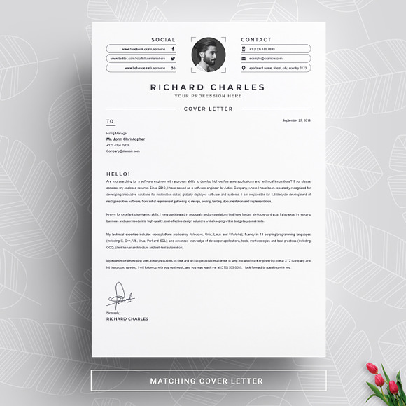 Clean and Modern Word Resume / CV in Letter Templates - product preview 2