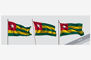 Set of Togo waving flag vector