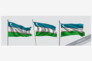 Uzbekistan waving flags vector