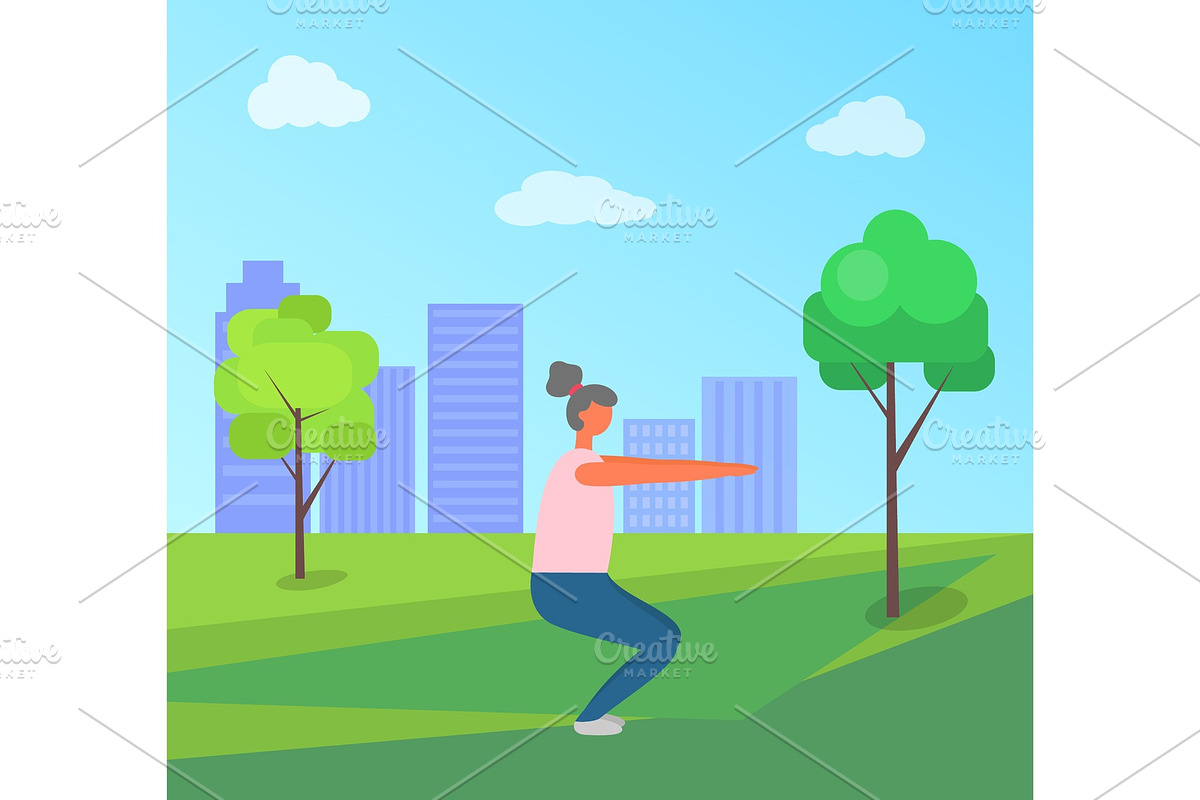 Fitness Activity in City Park, Woman in Illustrations - product preview 8