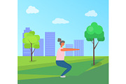 Fitness Activity in City Park, Woman