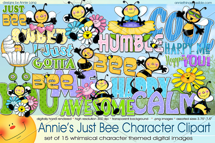 Just Bee Character Clipart in Illustrations - product preview 8