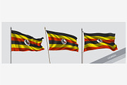 Set of Uganda waving flag vector