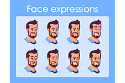 Bearded man cartoon character faces