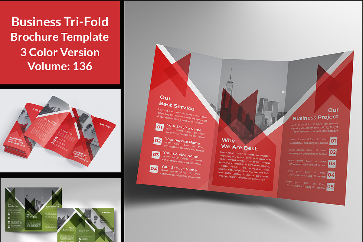 Business Tri-fold Brochures  Design in Brochure Templates - product preview 8